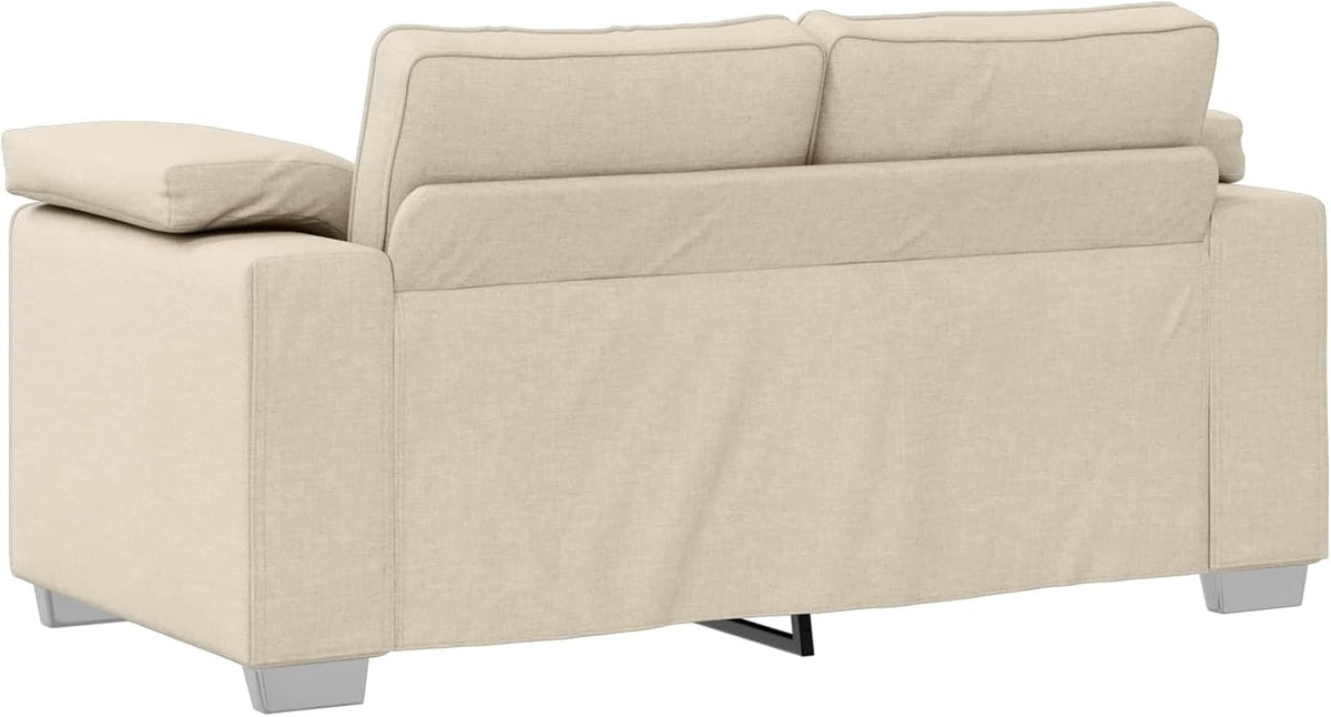 Modernes 2-teiliges Sofa-Set, Beige Leinenmischgewebe, 219 cm Breite, mit Breiten Armlehnen, Stabiler Metallrahmen, für Wohnzimmer, gemütlich, langlebig
