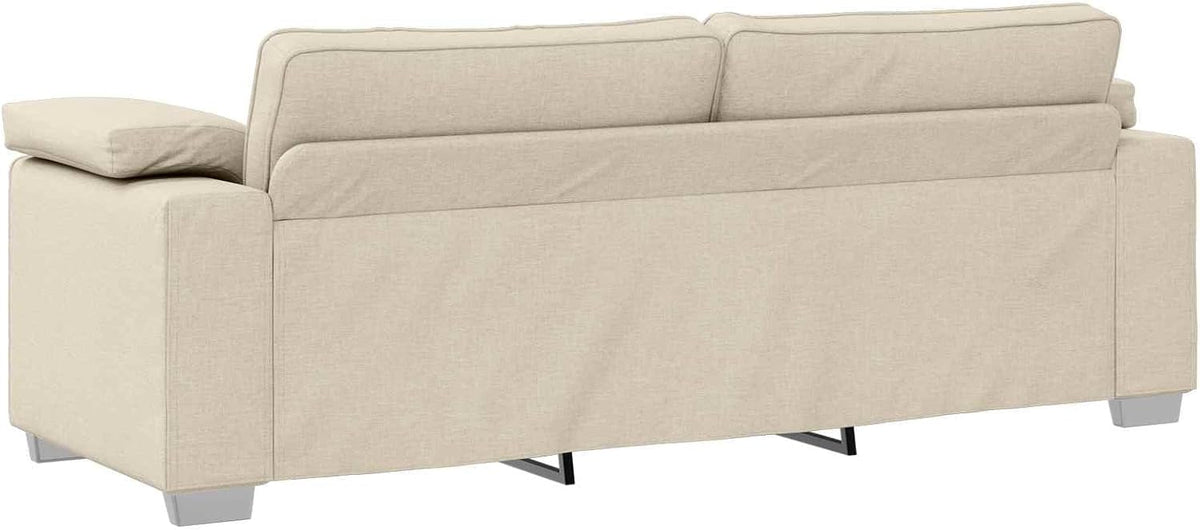 Modernes 2-teiliges Sofa-Set, Beige Leinenmischgewebe, 219 cm Breite, mit Breiten Armlehnen, Stabiler Metallrahmen, für Wohnzimmer, gemütlich, langlebig