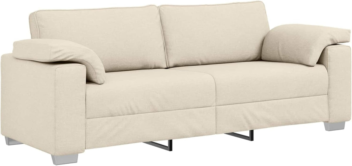 Modernes 2-teiliges Sofa-Set, Beige Leinenmischgewebe, 219 cm Breite, mit Breiten Armlehnen, Stabiler Metallrahmen, für Wohnzimmer, gemütlich, langlebig
