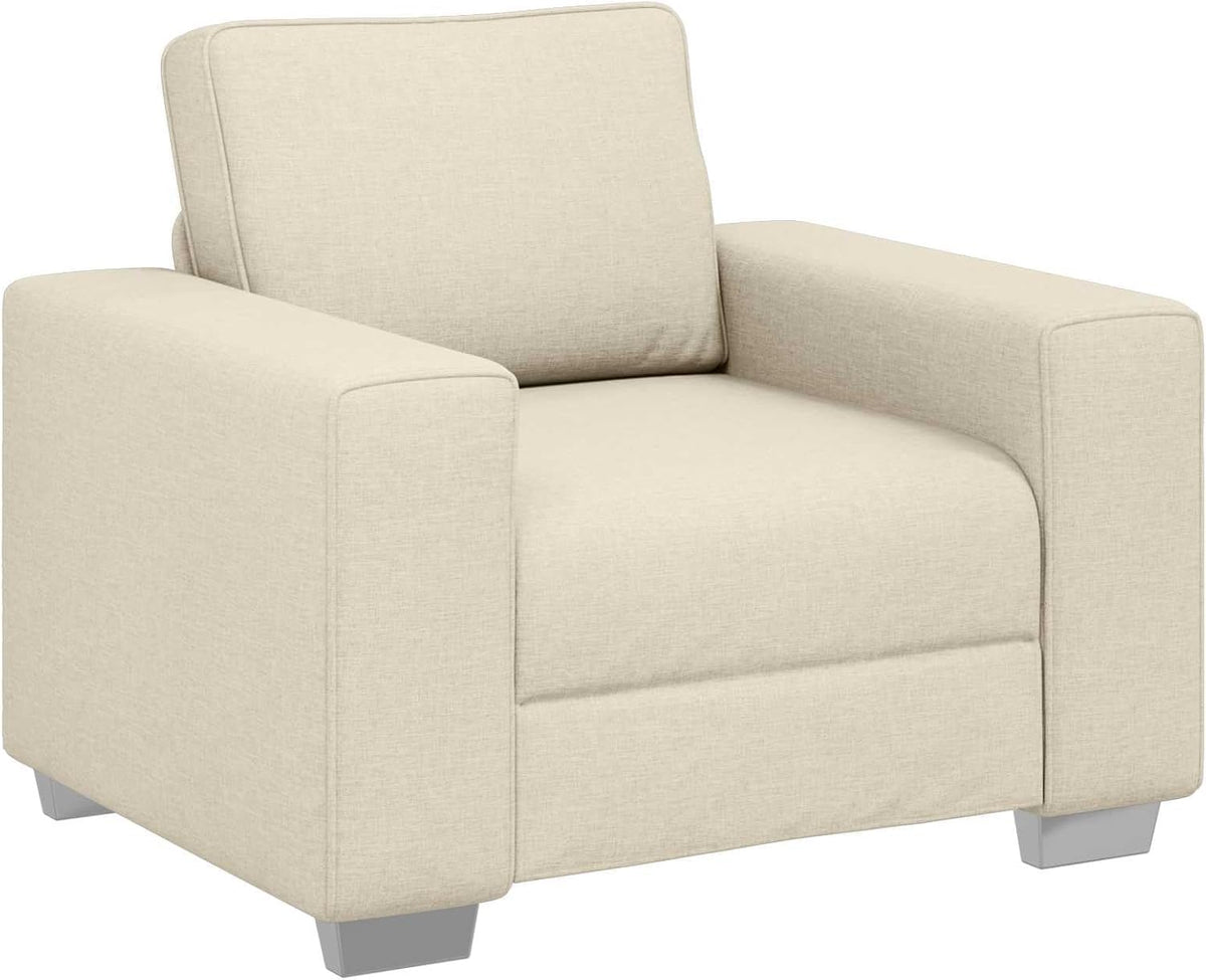 Modernes 2-teiliges Sofa-Set, Beige Leinenmischgewebe, 219 cm Breite, mit Breiten Armlehnen, Stabiler Metallrahmen, für Wohnzimmer, gemütlich, langlebig