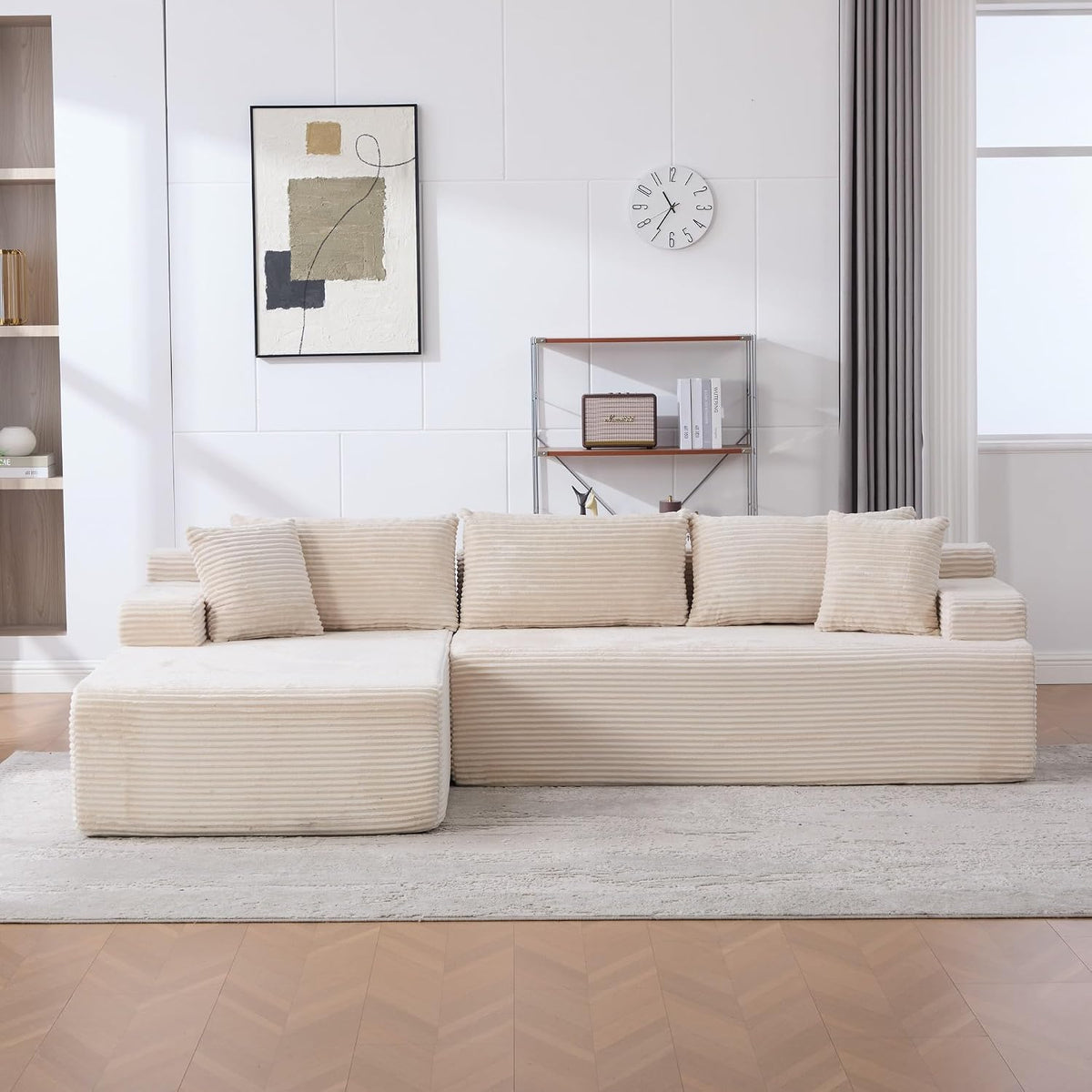 Generisch Modulares Chenille-Sofa 30D Schaum Elfenbein für Wohnräume