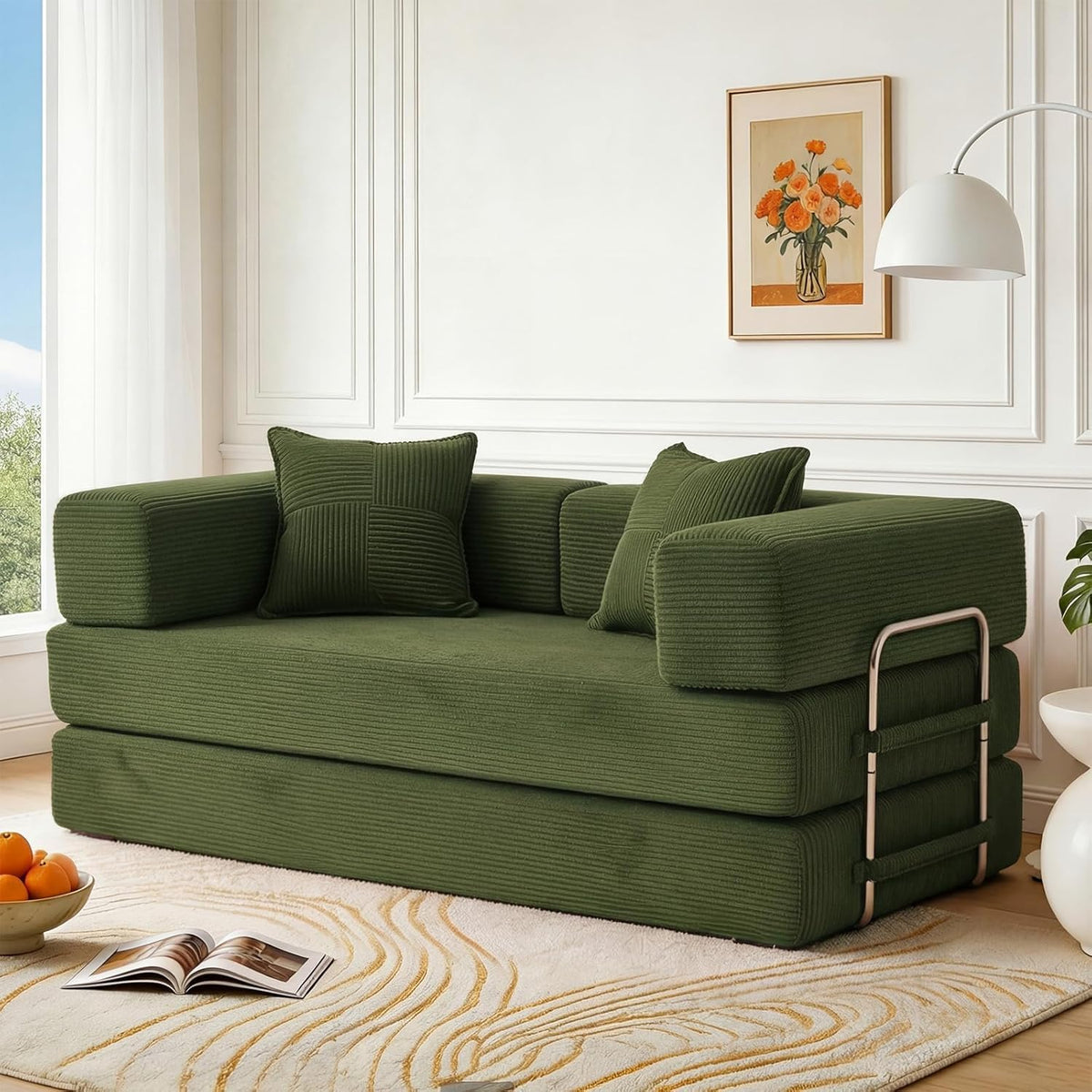 Vipbear Premium 5-in-1 Vielseitiges Rahmenloses Sofa, 160 cm, Ergonomisch Verwandelbarer 3-Sitzer mit Memory-Schaum, Ausklappbares Schlafsofa fürs Wohnzimmer