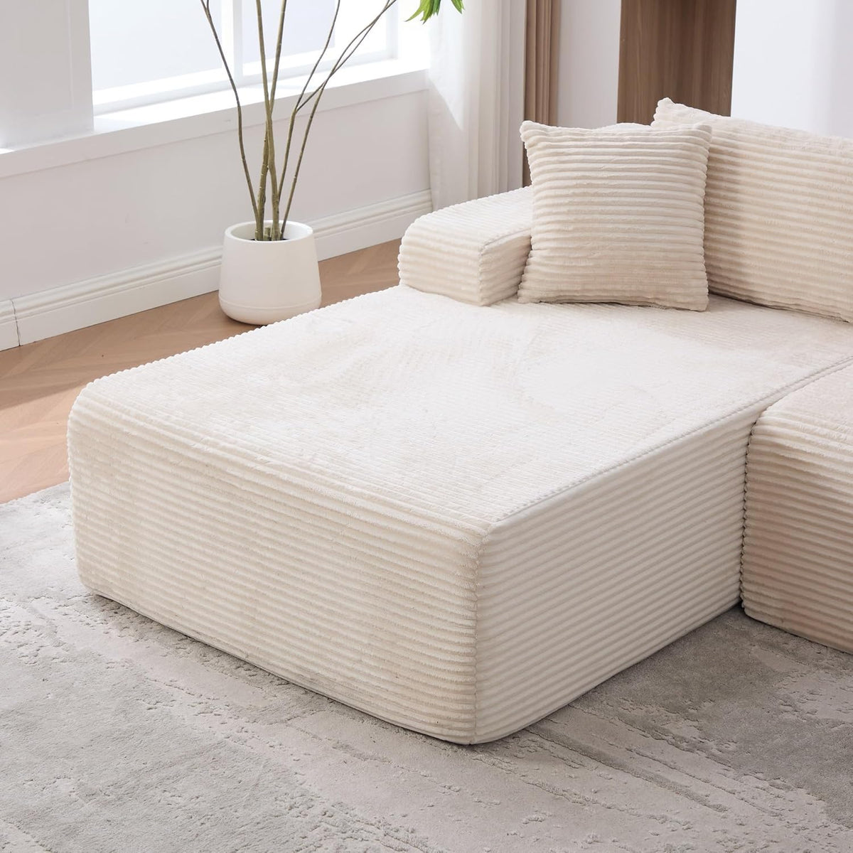 Generisch Modulares Chenille-Sofa 30D Schaum Elfenbein für Wohnräume