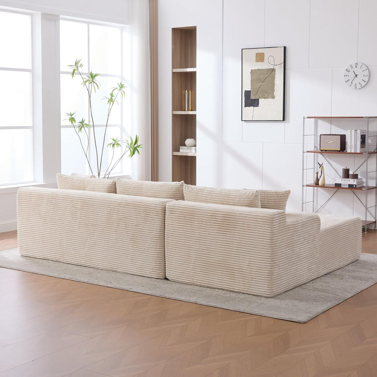 Generisch Modulares Chenille-Sofa 30D Schaum Elfenbein für Wohnräume