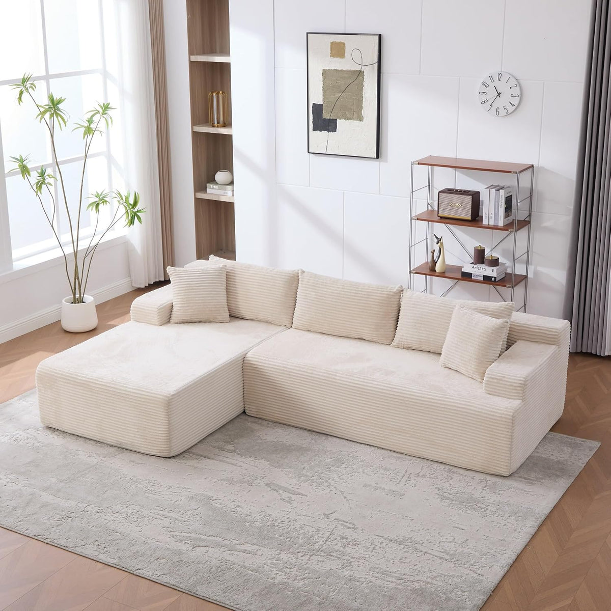 Generisch Modulares Chenille-Sofa 30D Schaum Elfenbein für Wohnräume