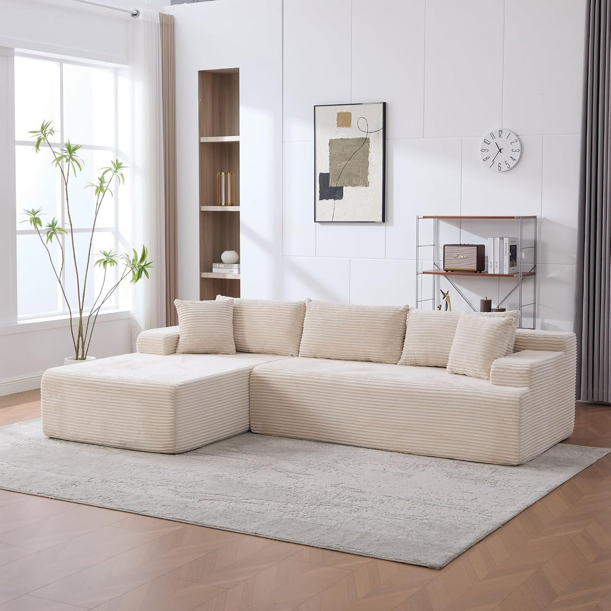 Generisch Modulares Chenille-Sofa 30D Schaum Elfenbein für Wohnräume