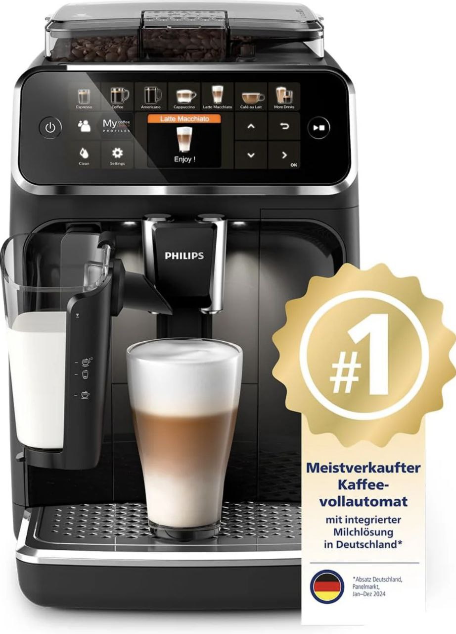 Philips Premium Coffee Machine Series 5400 with LatteGo, creamy milk foam, 12 coffee specialties